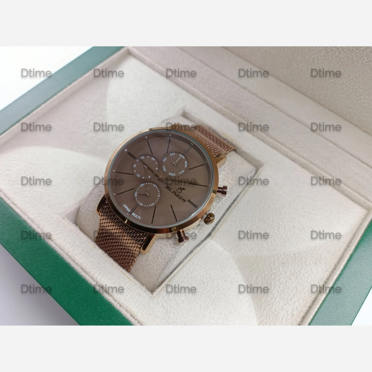 ساعت مچی مردانه بلیزر مدل 3178 صفحه کافی با بند حصیری و تقویم دار